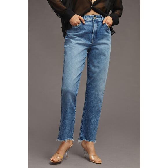 Good American Good Vintage Frayed Hem Jeans in Indigo Blue 0/25 NWT - Picture 1 of 13